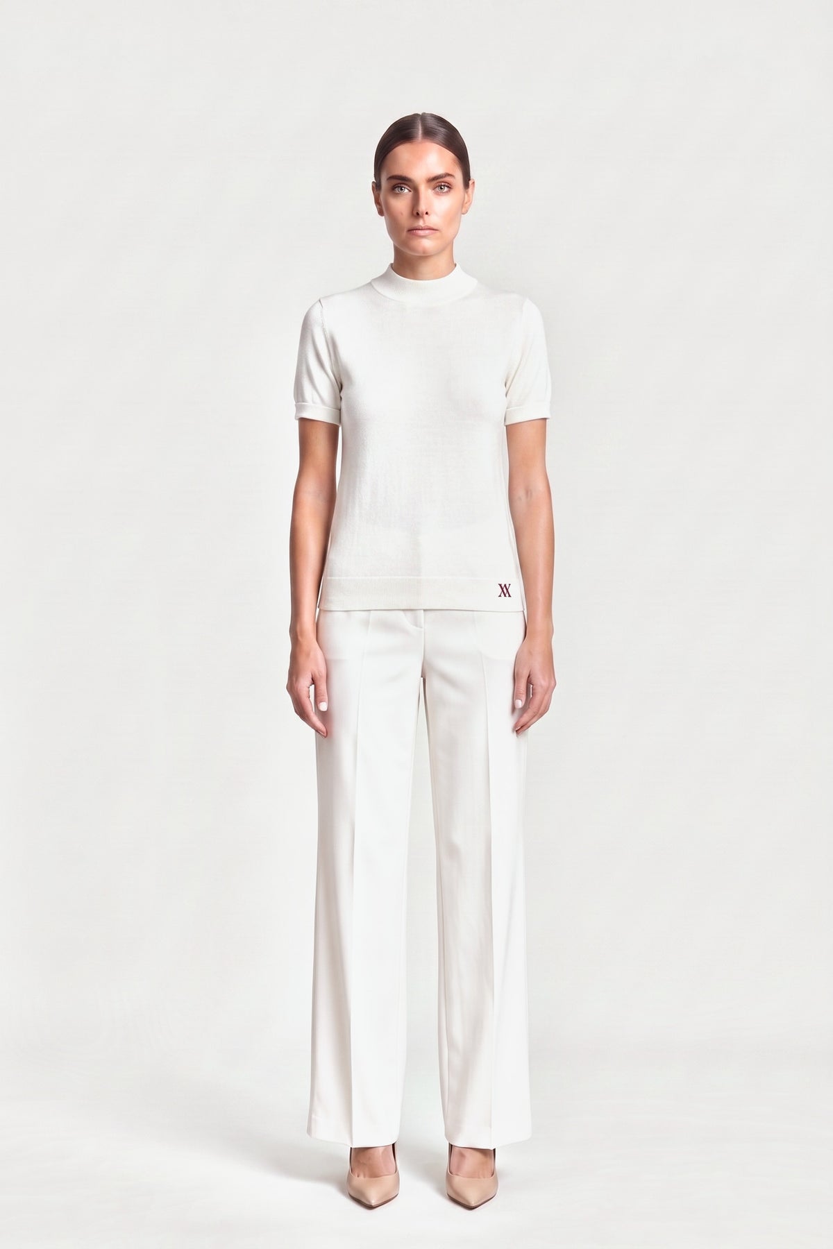 Mock Neck Knit Top In Ivory