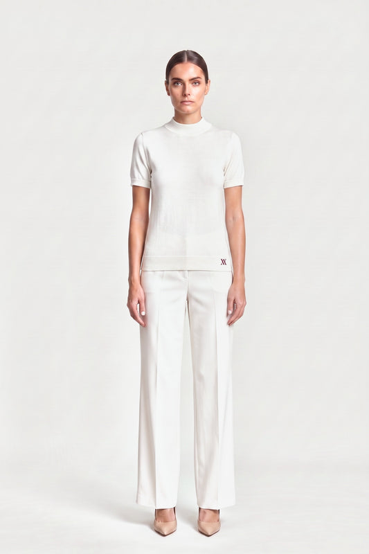 Mock Neck Knit Top In Ivory