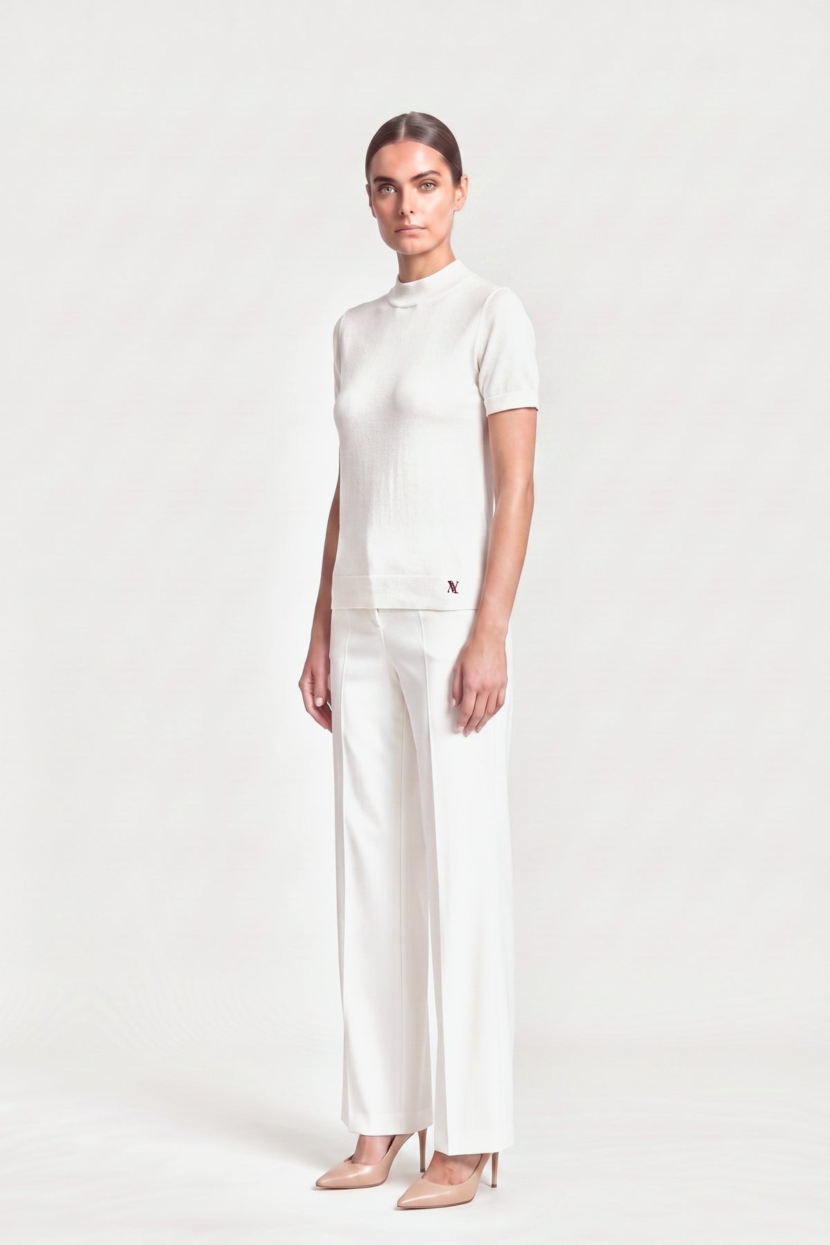Mock Neck Knit Top In Ivory