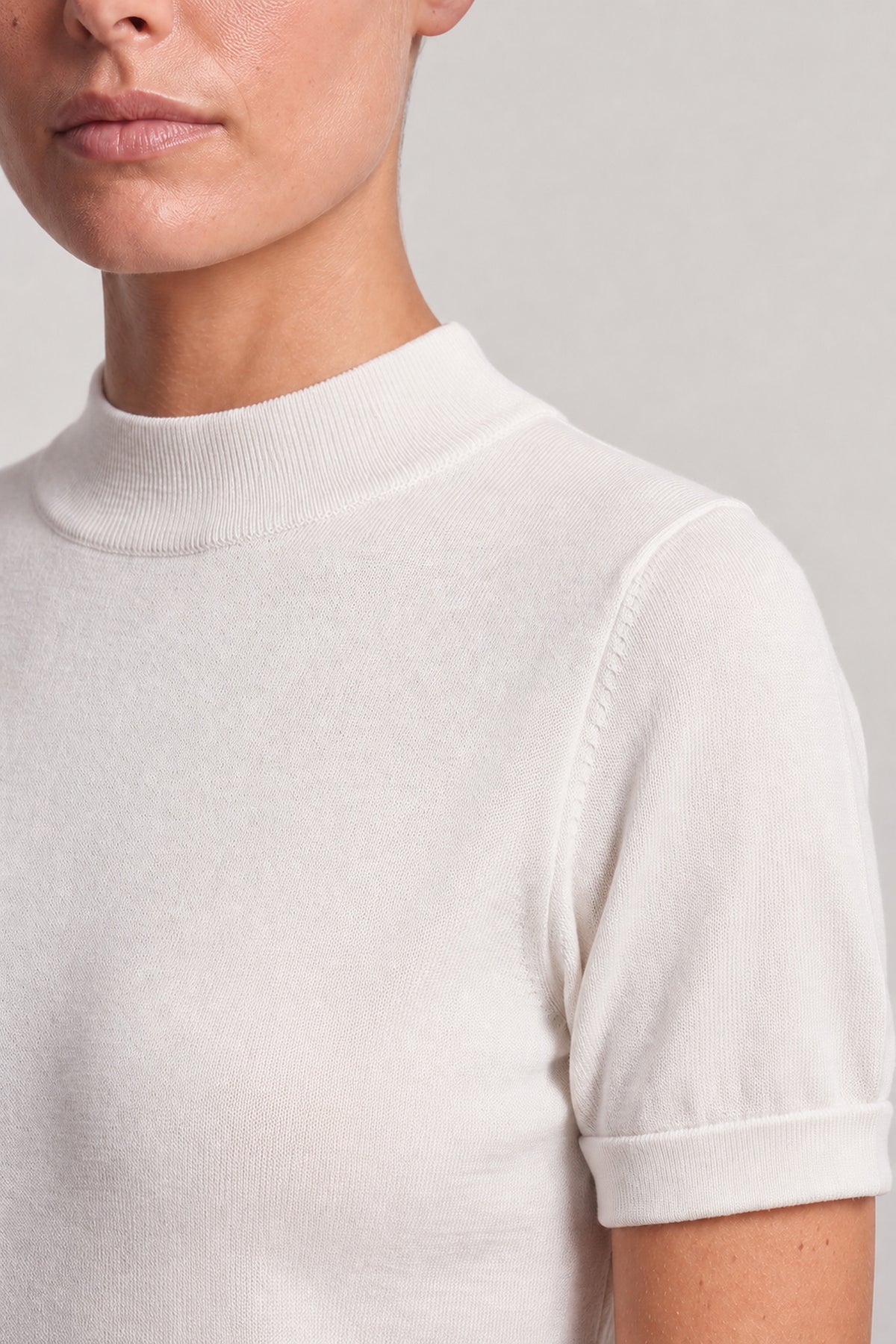 Mock Neck Knit Top In Ivory
