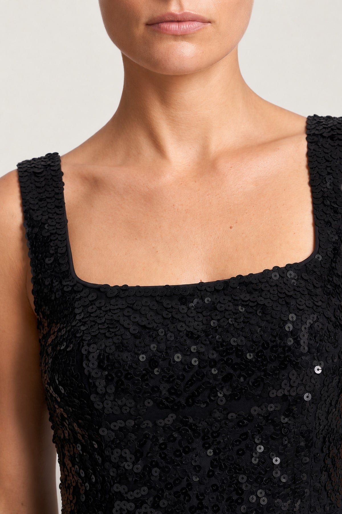 Sequin Column Maxi Dress In Black