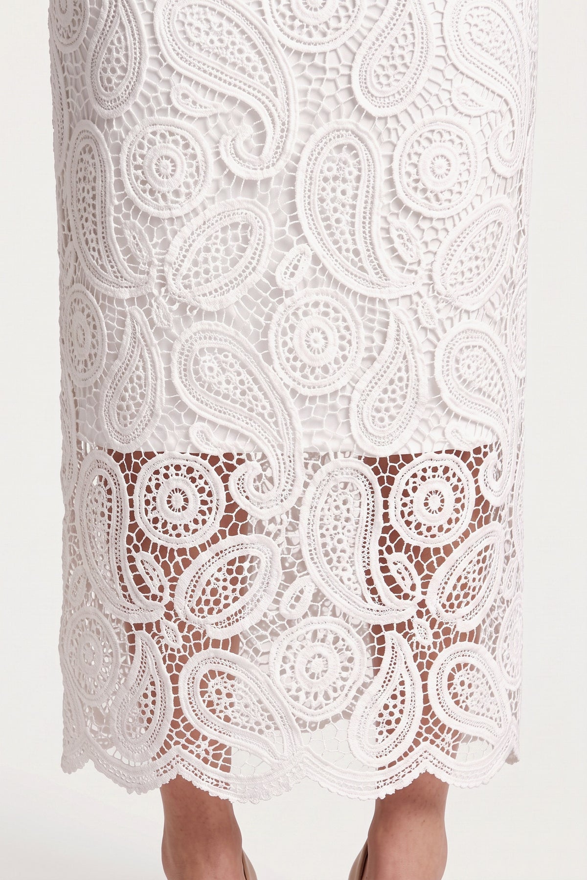 Guipure Lace Skirt Set In White