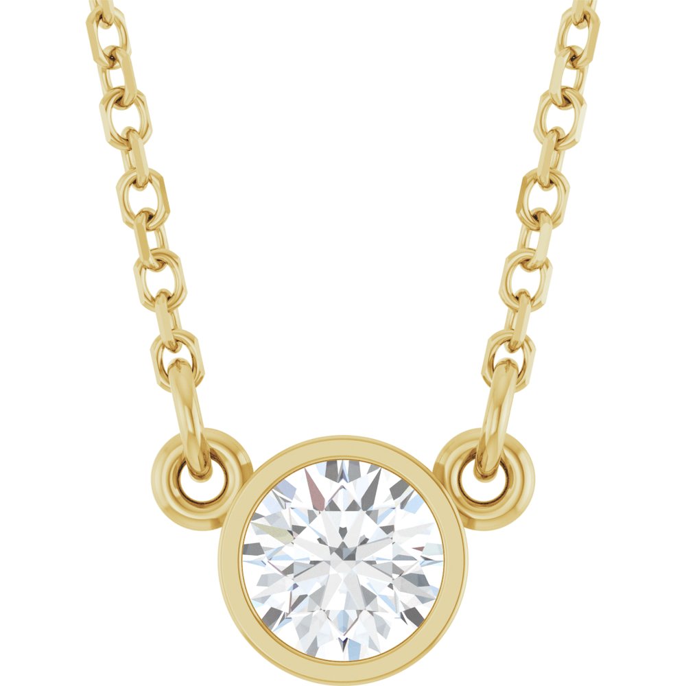 Diamonds and 14k Yellow Gold Solitaire Necklace