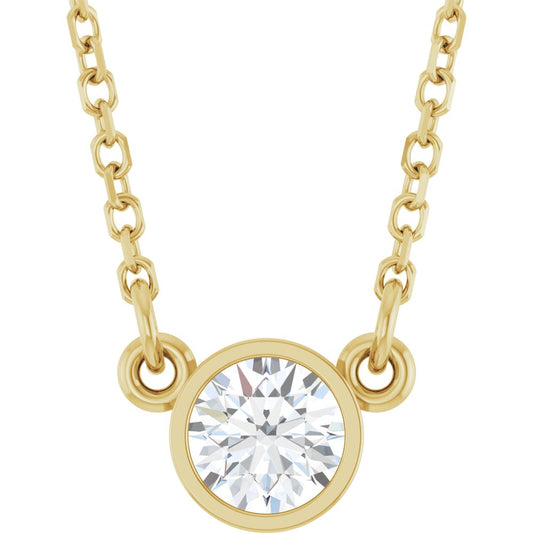 Diamonds and 14k Yellow Gold Solitaire Necklace