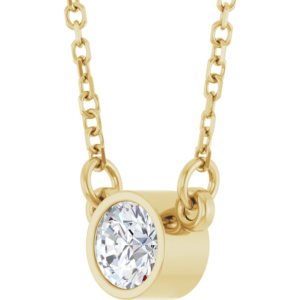 Diamonds and 14k Yellow Gold Solitaire Necklace