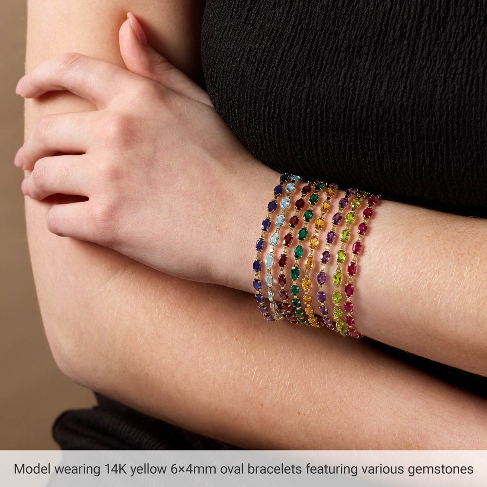 14K Yellow Lab-Grown Emerald 7.25" Bracelet