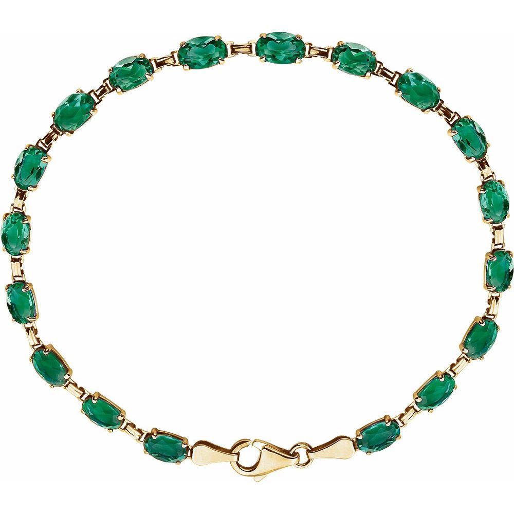 14K Yellow Lab-Grown Emerald 7.25" Bracelet