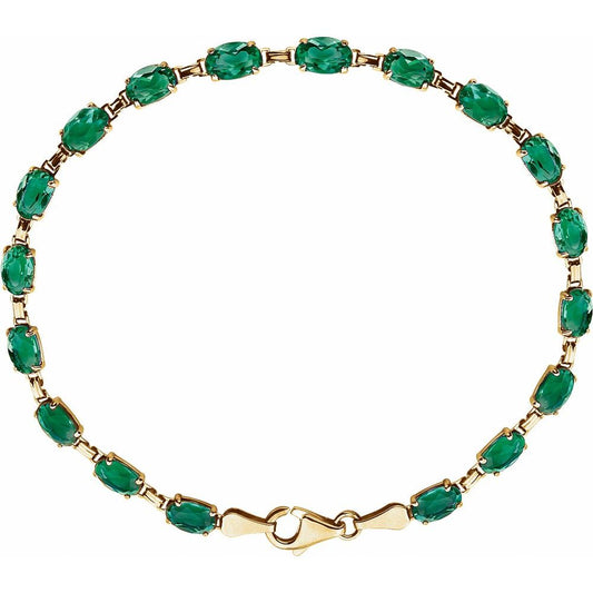 14K Yellow Lab-Grown Emerald 7.25" Bracelet