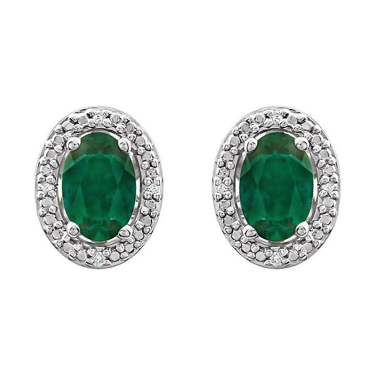 Natural Diamond and Lab Grown Emerald Earrings