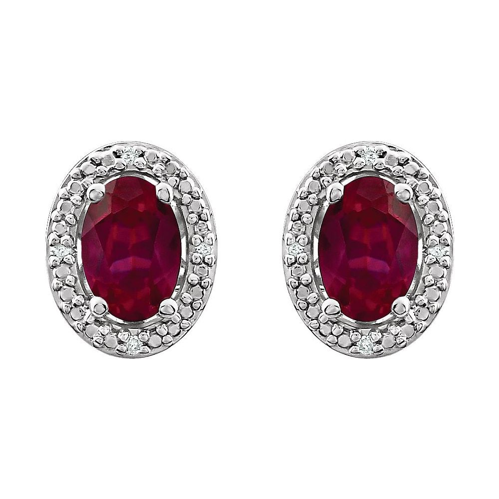 Natural Diamond and Lab Grown Ruby Earrings