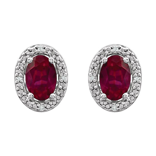 Natural Diamond and Lab Grown Ruby Earrings