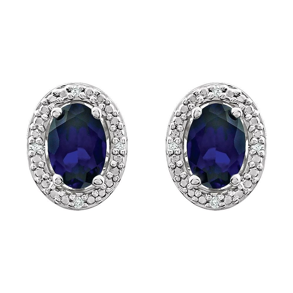 Natural Diamond and Lab Grown Sapphire Earrings