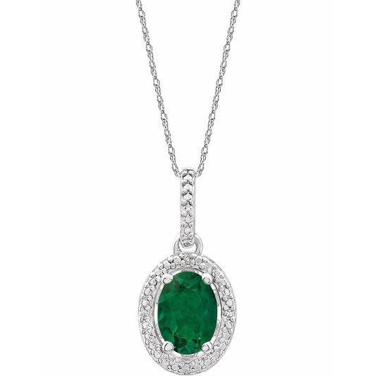 Natural Diamond and Lab Grown Emerald Necklace
