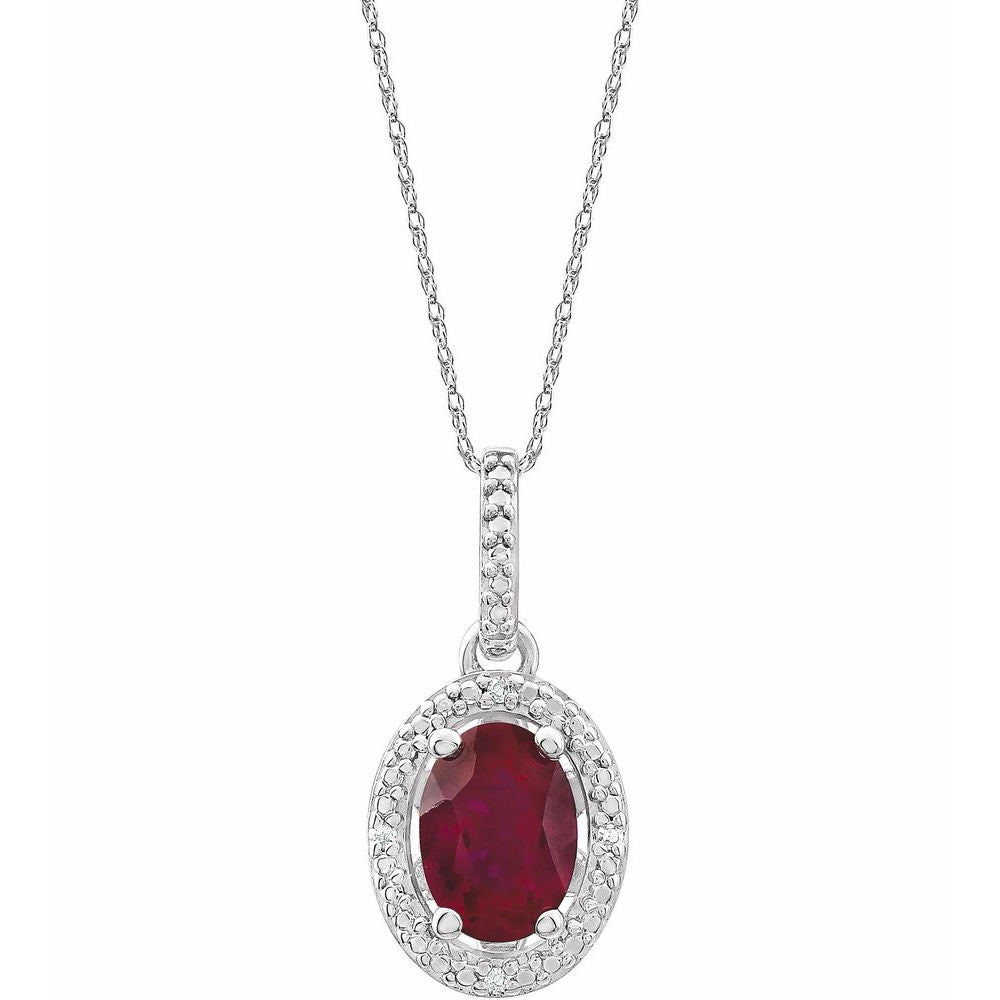 Natural Diamond and Lab Grown Ruby Necklace