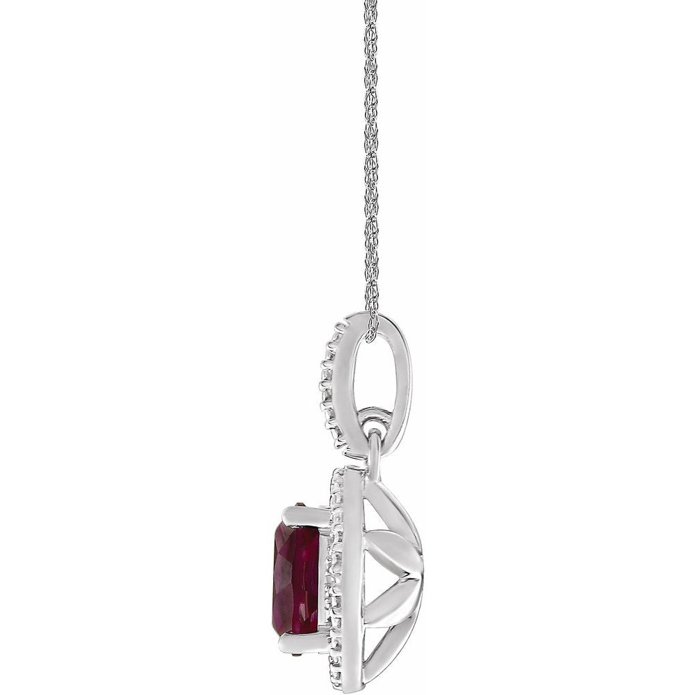 Natural Diamond and Lab Grown Ruby Necklace