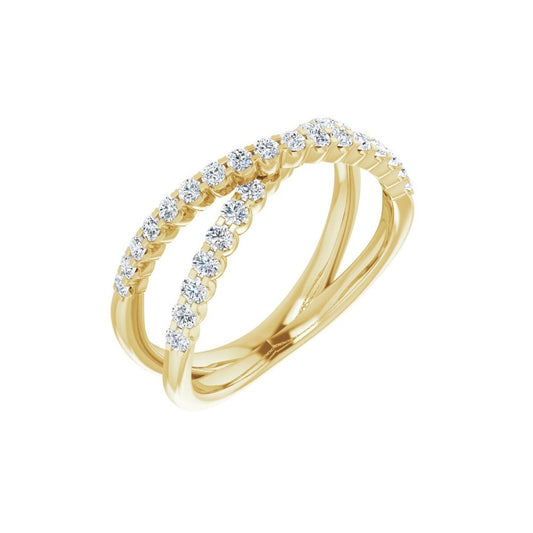 14K Yellow 1/2 CTW Lab-Grown Diamond Criss-Cross Ring