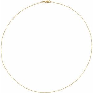 14K Yellow 1 mm Diamond-Cut Bead 18" Chain