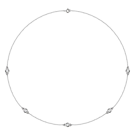 Diamonds and White Gold 5 Station Necklace