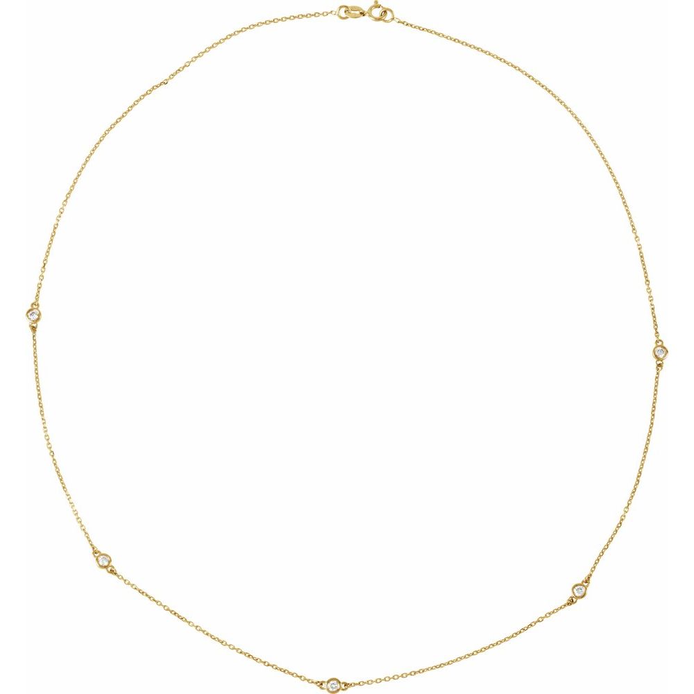 Diamonds and 14k Yellow Gold 5 Stations Necklace