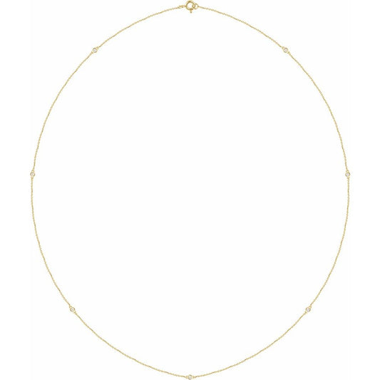 Diamonds and 14k Yellow Gold 7 Station Necklace