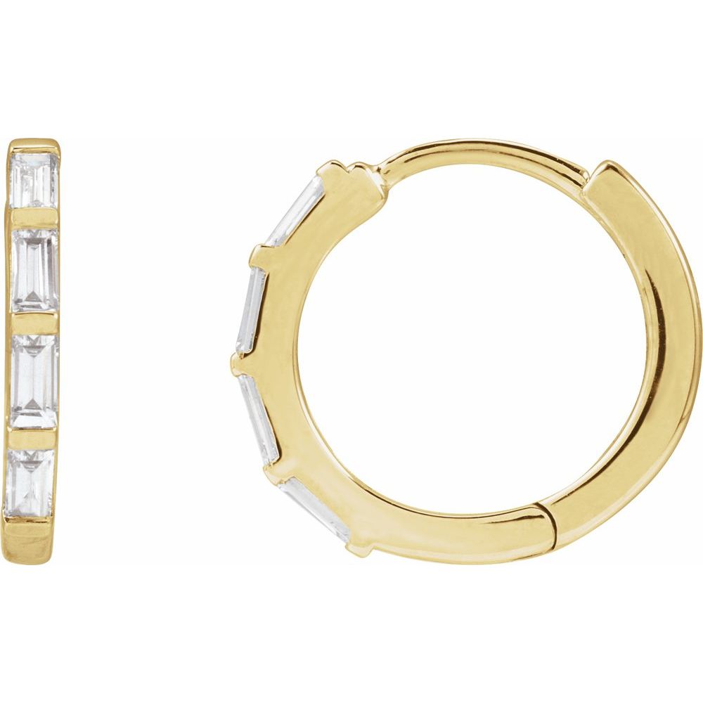 Diamonds and Gold Baguette Hoops