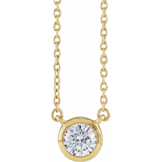 Diamonds and 14k Yellow Gold Solitaire Necklace
