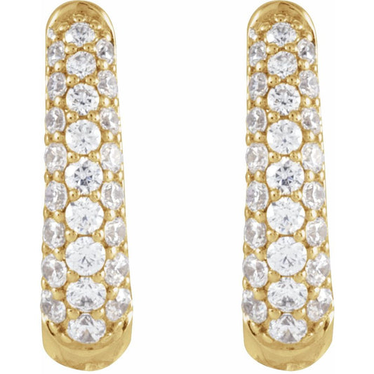 Diamonds and 14k Gold Hoop Earrings
