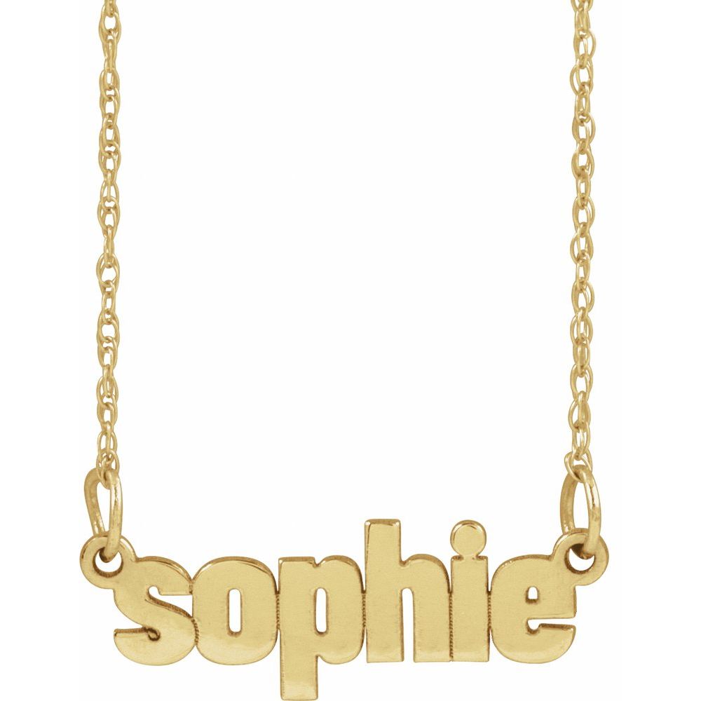 14K Yellow Block Nameplate 16-18" Necklace