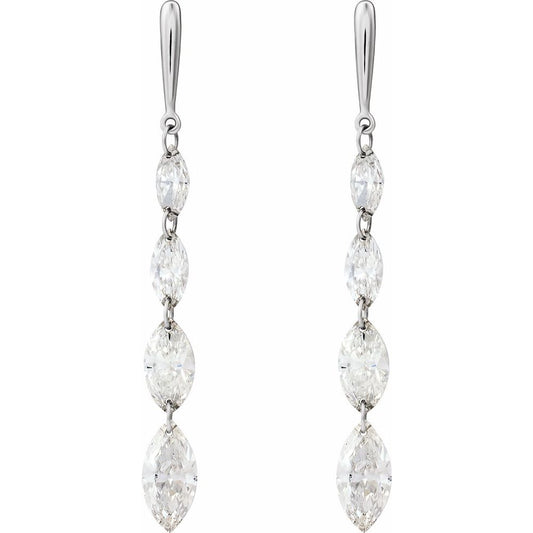 14K White 1 1/2 CTW Lab-Grown Diamond Drilled Diamond Earrings