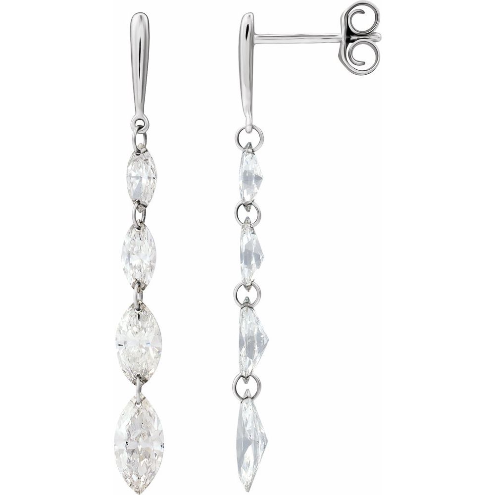 14K White 1 1/2 CTW Lab-Grown Diamond Drilled Diamond Earrings
