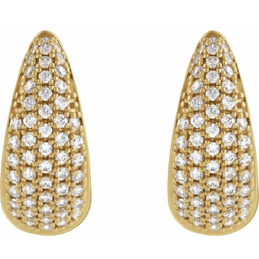 14K Yellow 1/2 CTW Natural Diamond Hinged 14.75 mm Hoop Earrings