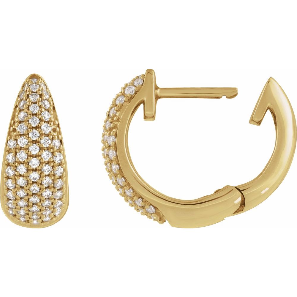 14K Yellow 1/2 CTW Natural Diamond Hinged 14.75 mm Hoop Earrings