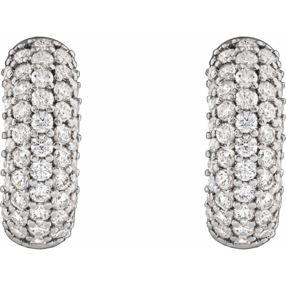 14K White 1/2 CTW Lab-Grown Diamond Hoop Earrings