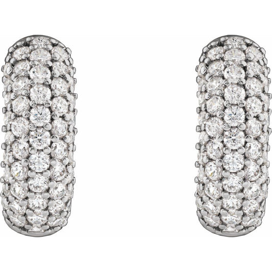 14K White 1/2 CTW Lab-Grown Diamond Hoop Earrings