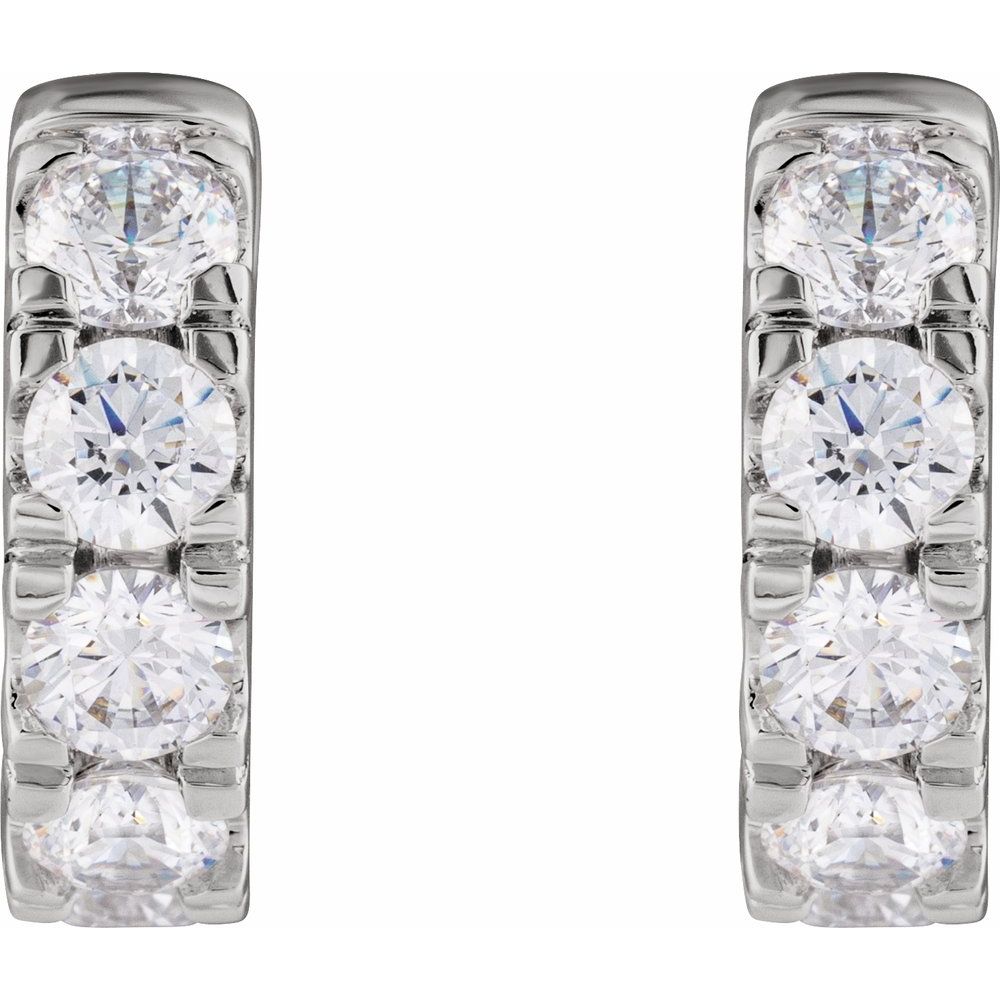 14K White 1 7/8 CTW Lab-Grown Diamond Hinged 14.7 mm Hoop Earrings