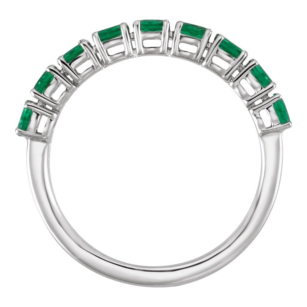 14K White Lab-Grown Emerald & 9/10 CTW Lab-Grown Diamond Ring
