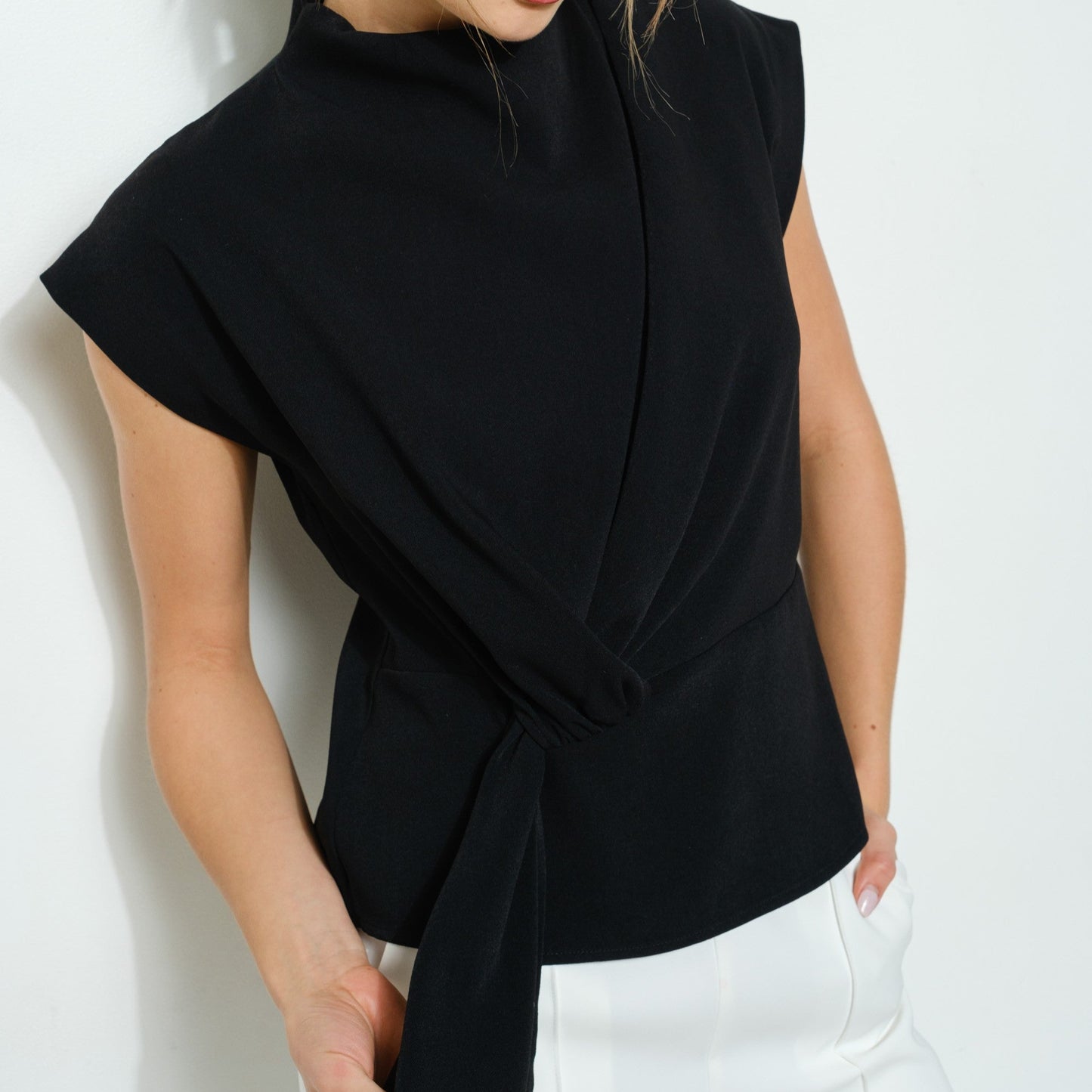 DRAPED HIGH NECK TOP