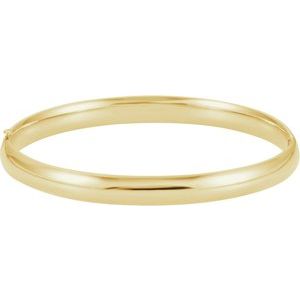 14K Yellow 6.5 mm Hinged Bangle 7" Bracelet