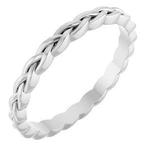 14K White 2 mm Woven-Design Band Size 7