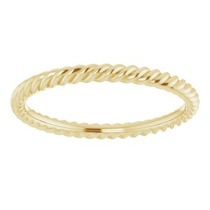 14K Yellow 2 mm Skinny Rope Band Size 7