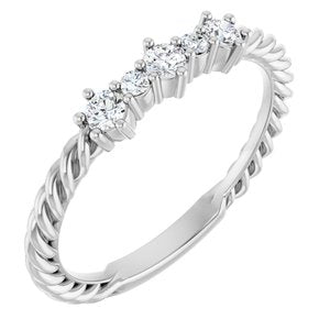 14K White 1/5 CTW Natural Diamond Rope Anniversary Band
