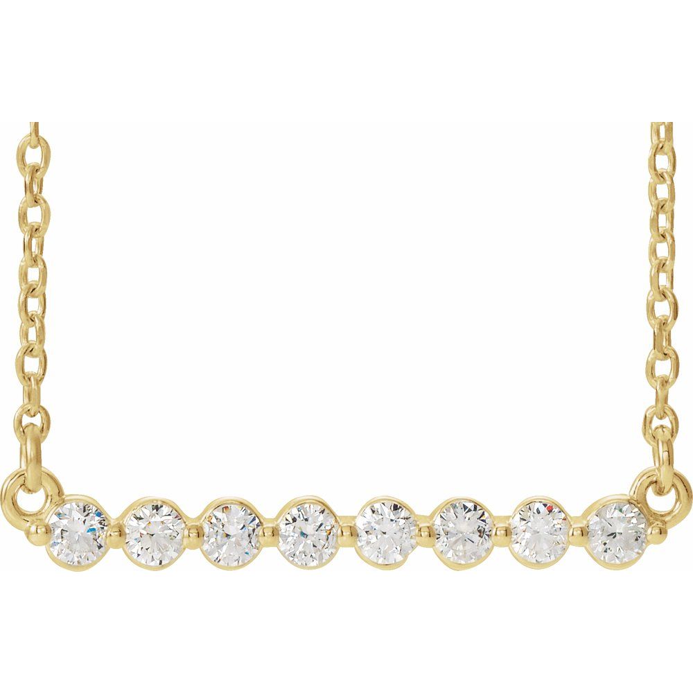 Diamonds and 14k Yellow Gold Bar Necklace