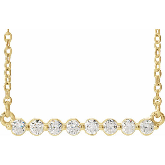 Diamonds and 14k Yellow Gold Bar Necklace