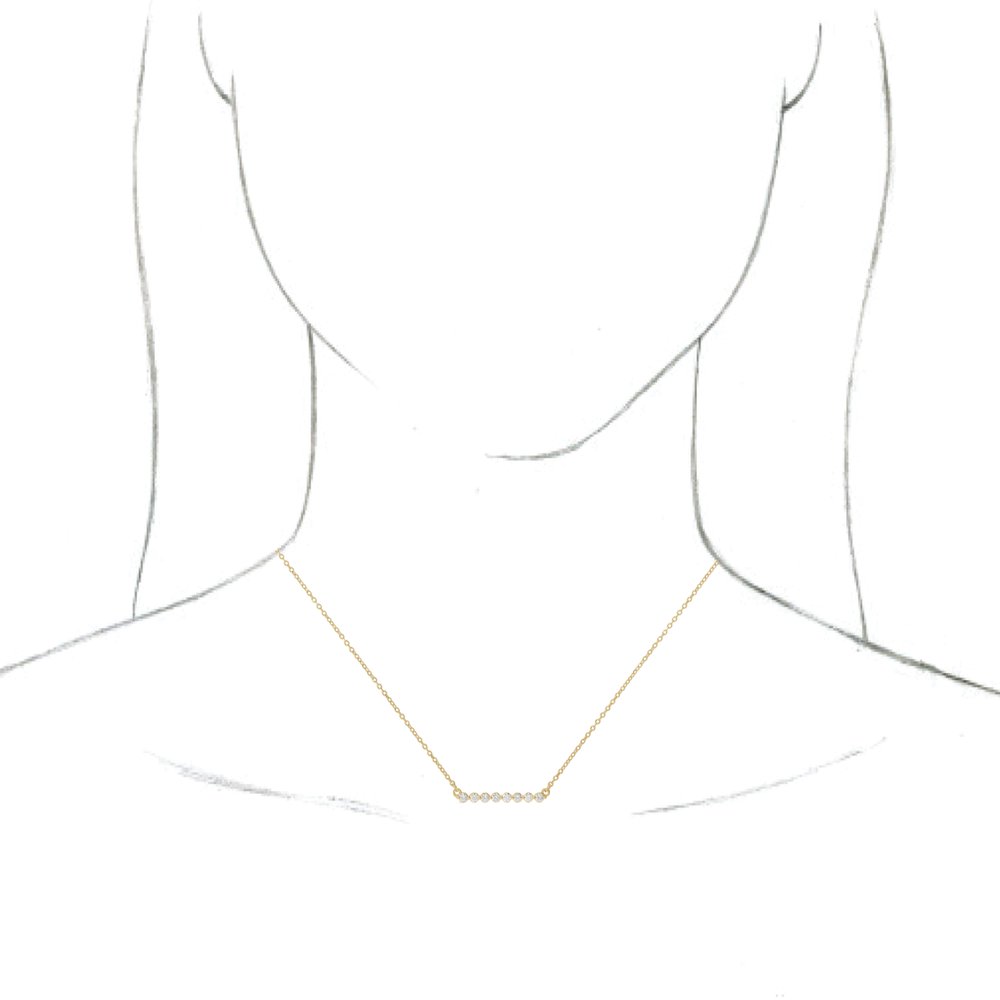 Diamonds and 14k Yellow Gold Bar Necklace