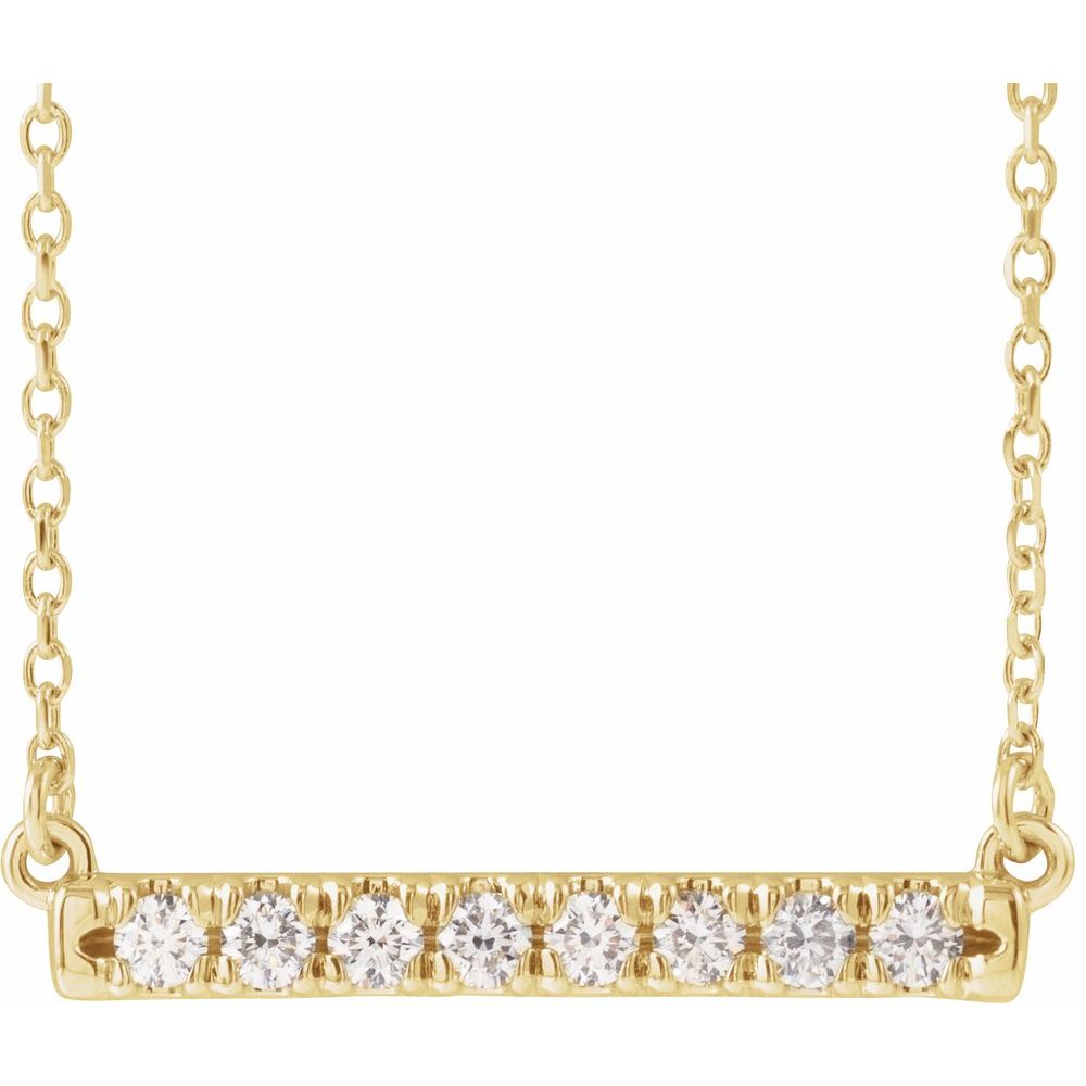 Diamonds and 14k Yellow Gold Bar Necklace
