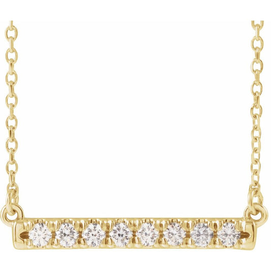 Diamonds and 14k Yellow Gold Bar Necklace