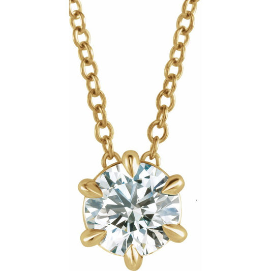 Diamonds and 14k Yellow Gold Solitaire Necklace
