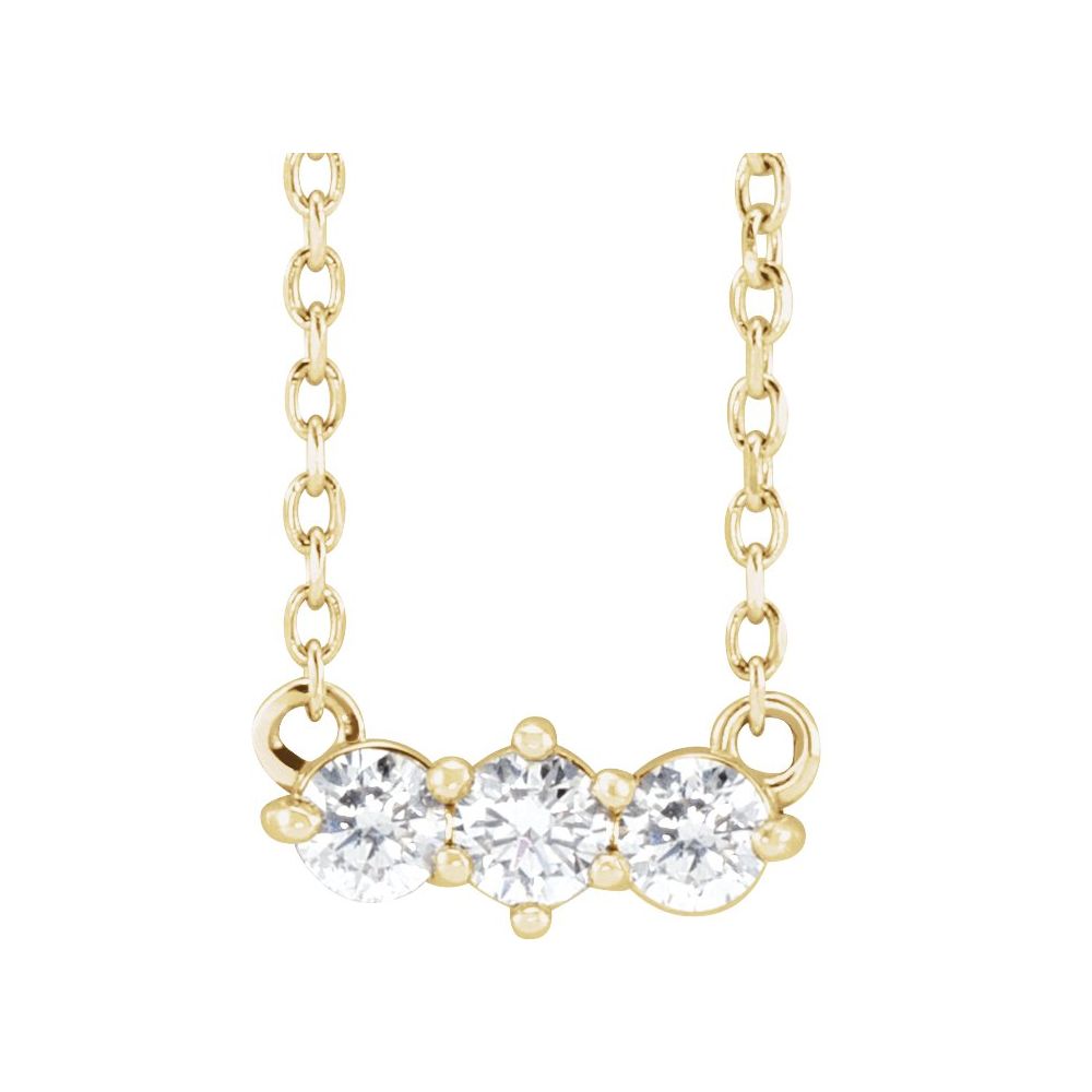 Diamonds and Gold Three-Stone Bar Necklace