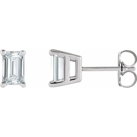 Diamonds and Gold Emerald Stud Earrings