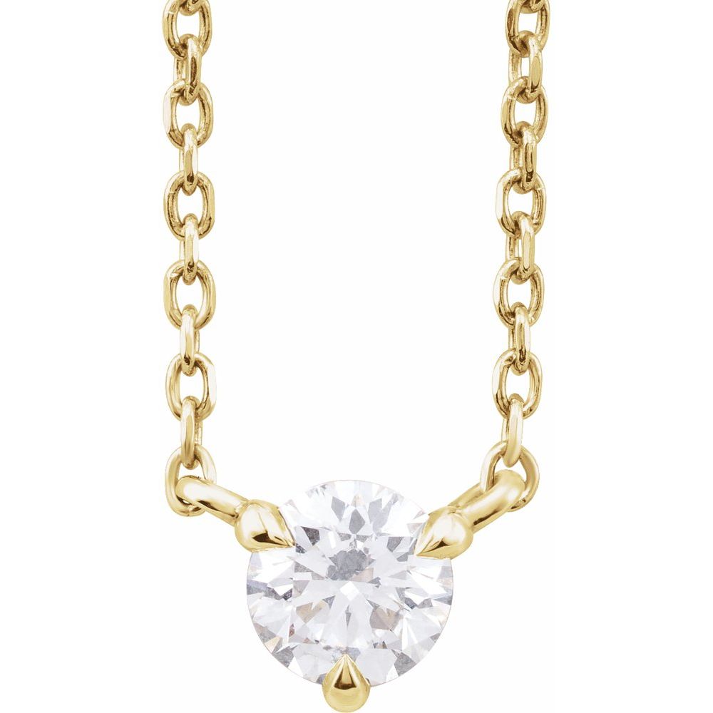 Diamonds and Gold Round 3-Prong Necklace